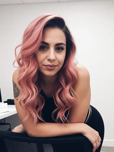 AI-generated Latina woman with pink hair and tattoo — alternative AI character with edge